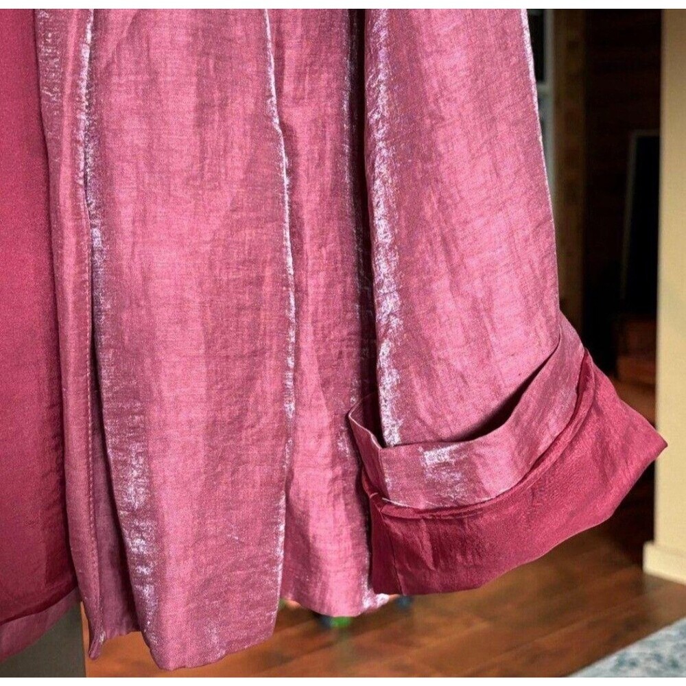 Eileen Fisher Jacket Women M Pink Silk Luxe Streetwear Shiny Chic Sustainable - Picture 4 of 10